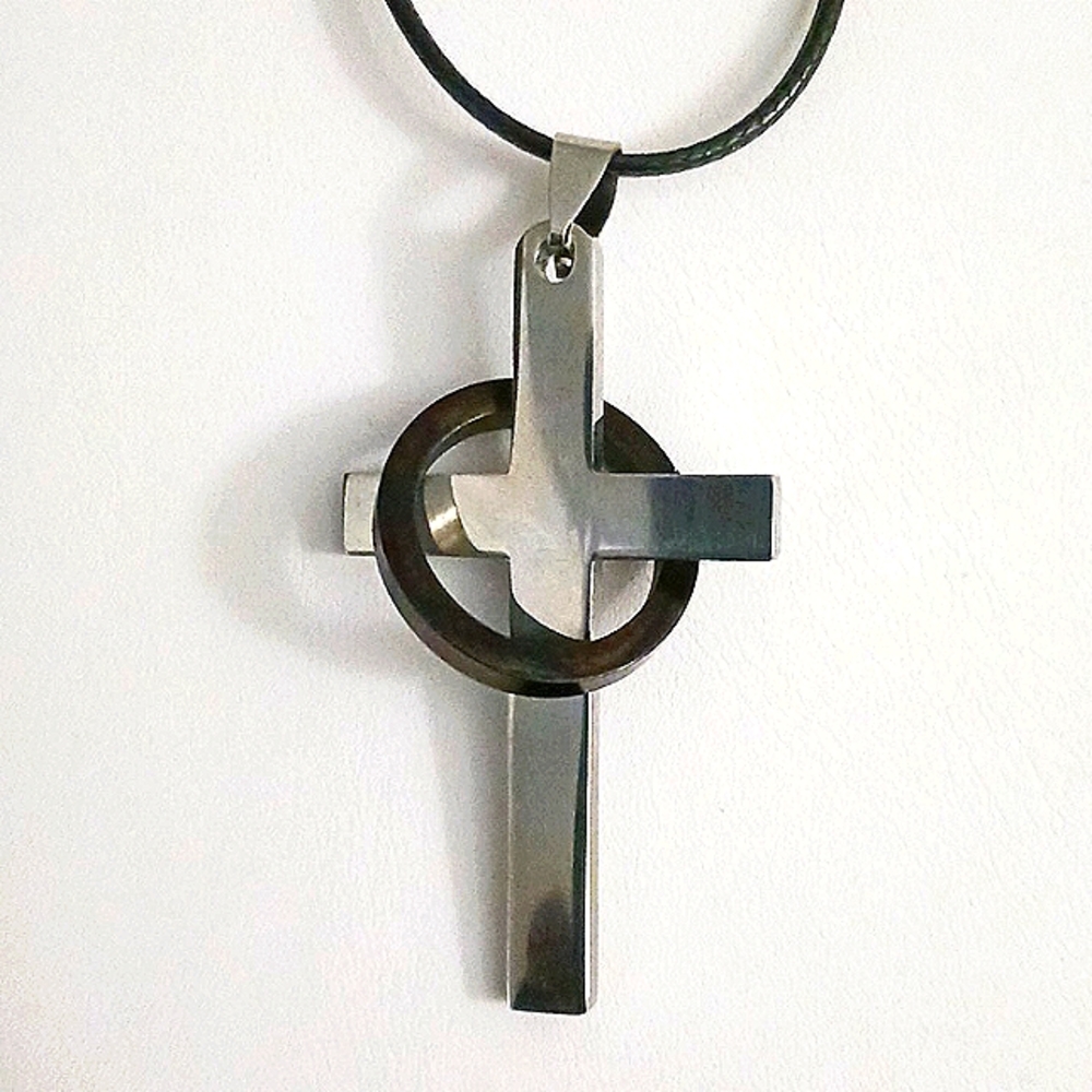 Halo Ring Cross Necklace